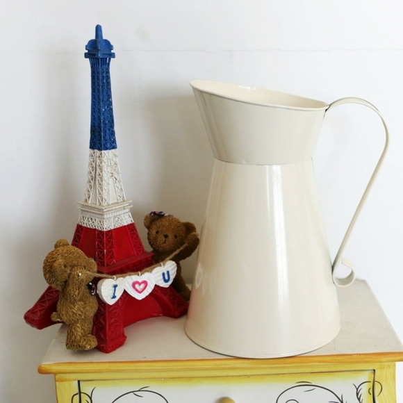 Other - Home Decor Flower Pot with Handle Rustic White Milk Jug Vase Primitive Country